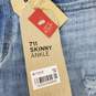 NWT Levi's WM 711 Skinny Ankle Distressed Mid-Rise Blue Denim Jeans 27x 24 image number 3