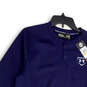 NWT Mens Blue Henley Neck Long Sleeve Pockets Pullover Sweatshirt Size S image number 4