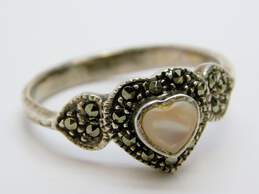 Sterling Silver Marcasite Mother Of Pearl Romantic Heart Jewelry 27.4g alternative image
