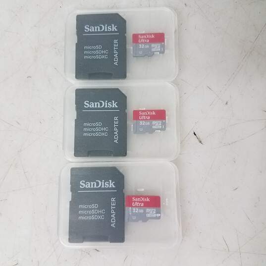 Lot of 3 SanDisk Mini SDHC Card 32Gb Class 10 With Adapter 48 MB/s (SDSDQU-032G) - Tested image number 3