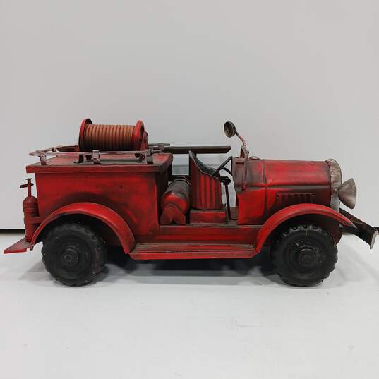 Vintage Style Red Metal Fire Truck image number 2