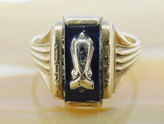 Vintage 10k Yellow Gold Blue Glass Class Ring 5.2g image number 1
