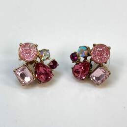 Designer Betsey Johnson Gold Tone Cluster Crystal Fashionable Stud Earrings alternative image