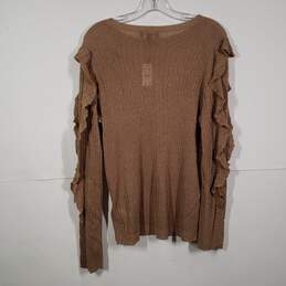 NWT Womens Regular Fit Round Neck Ruffled Sleeve Pullover Sweater Size XL alternative image