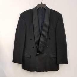 Mens Black Long Sleeve Collared Double Breasted Blazer Jacket Size 40R