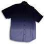 Mens Blue Ombre Collared Short Sleeve Pocket Casual Button-Up Shirt Size L image number 1