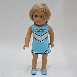 2014 American Girl Doll W/ Blue Eyes Star Earrings Cheerleader Dress alternative image