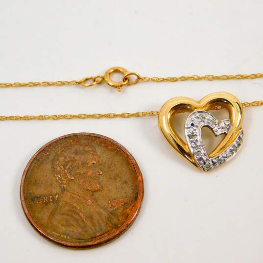 10k Yellow Gold Diamond Accent Double Open Heart Fine Chain Pendant Necklace 1.3g image number 6