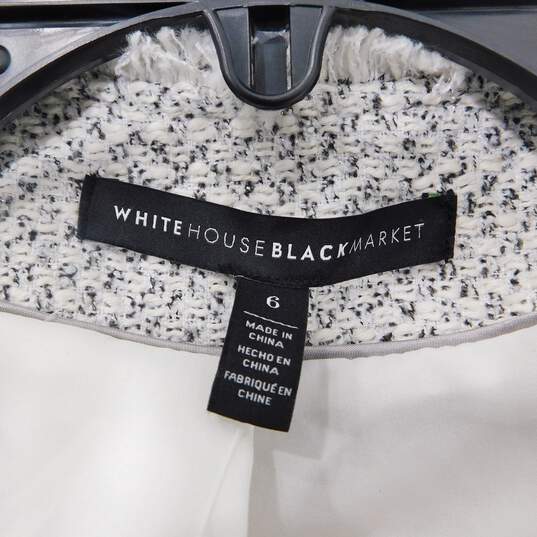 White House Black Market White Tweed Moto Blazer Jacket Women's Size 6 image number 4