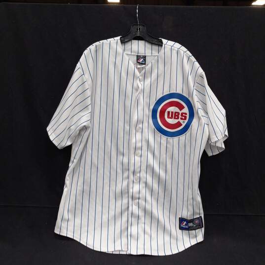 Chicago Cubs Theriot Jersey White/Blue Pin Striped Majestic XL image number 1