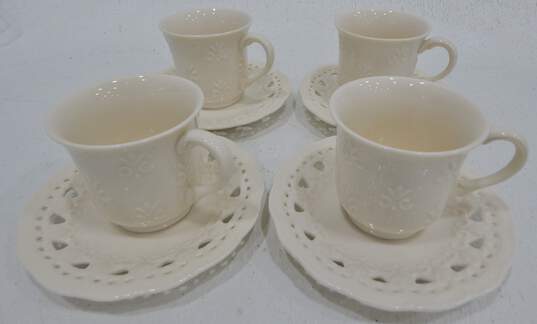 Skye McGhie Cream Lace Tea Cup and Saucer Sets For 4 image number 1