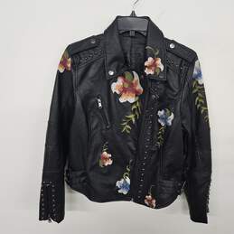 Black Floral Biker Jacket