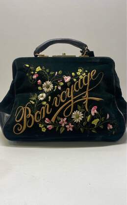 Cesare Pecini Vintage Velvet Bon Voyage Travel Bag Green