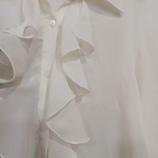 Sunny Taylor White Sheer Ruffle Blouse Women's Size XL image number 5