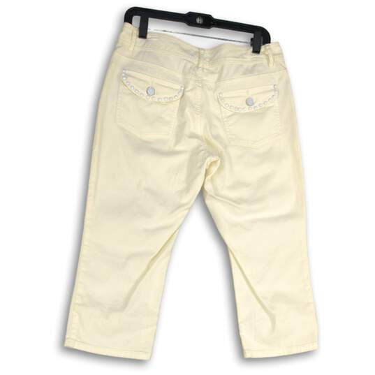 Michael Kors Womens White Flat Front Straight Leg Capri Pants Size 8P image number 2