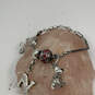 Designer Brighton Silver-Tone Shiny Rhinestone Hearts Charm Bracelet image number 1