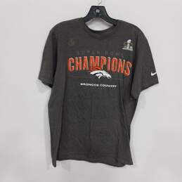 Nike Athletic Cut Gray NFL Denver Broncos Super Bowl Champions T-Shirt Size L