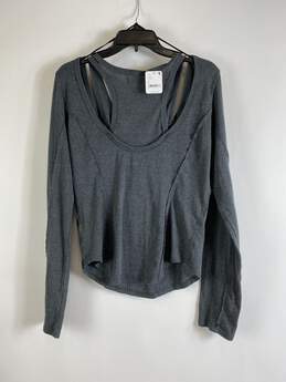 Free People Women Gray Off Shoulder Blouse L NWT