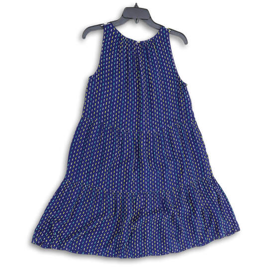 NWT Womens Navy Blue Pleated Sleeveless Keyhole Back A-Line Dress Size S image number 2