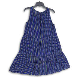 NWT Womens Navy Blue Pleated Sleeveless Keyhole Back A-Line Dress Size S alternative image