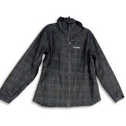 Mens Black Blue Plaid Long Sleeve Full-Zip Pockets Windbreaker Jacket Sz XL