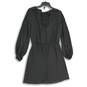 White House Black Market Womens Black Neck-Tie Long Sleeve Blouson Dress Size 4 image number 1