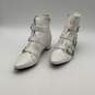 Womens Jonna White Leather Rhinestone Clasps Side Zip Ankle Booties Size 10 image number 1