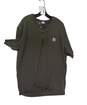 Mens Olive Green Short Sleeve Henley Neck Workwear Pullover T Shirt Size XL image number 1