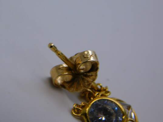 Elegant 14K Yellow Gold CZ Drop Earrings 3.2g image number 4