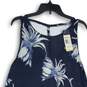 NWT Womens Navy Blue White Floral Sleeveless Scoop Neck A-Line Dress Size Large image number 3