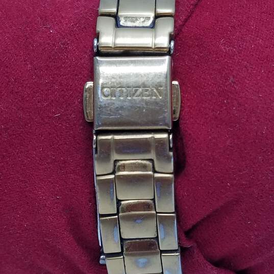 Citizen Eco-Drive E-000 25mm Gold Tone Date Analog Bracelet Watch 54.0g image number 5
