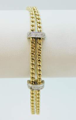 14K Yellow Gold 0.40 CTTW Double Strand Rope Chain Bracelet 20.3g alternative image