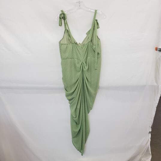 Pretty Little Thing Sage Green Polka Dot Draped Underwire Detail Midi Dress WM Size 12 NWT image number 2