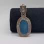 Sterling Silver Turquoise Chalcedony Oval Pendant 29.6g image number 3