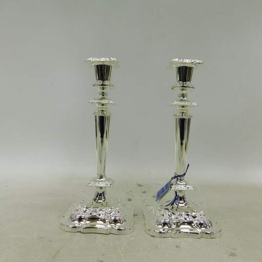 2 Vintage Mayfair Silver Plated 11 Inch Candle Holders image number 1