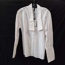 BCBG Maxazria Women's White Long Collar Puff Sleeve Shirt Size S NWT