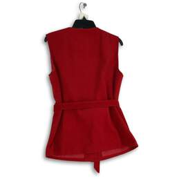 NWT Chico's Womens Red Sleeveless Collarless Button Front Vest Size 1 alternative image