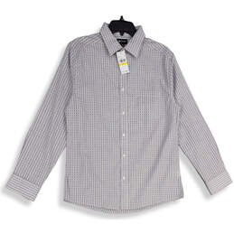 NWT Mens Gray Spread Collar Long Sleeve Button-Up Shirt Size Medium
