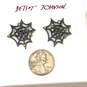 Designer Betsey Johnson Silver-Tone Spider Net Stud Earrings With Case image number 2