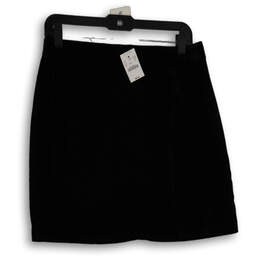 NWT Womens Black Flat Front Back Zip Short A-Line Skirt Size 6