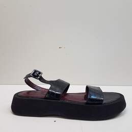 Staud Croc Embossed Leather Sandals Black 8.5