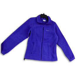 Womens Purple Collared Long Sleeve Fleece Full-Zip Jacket Size Medium