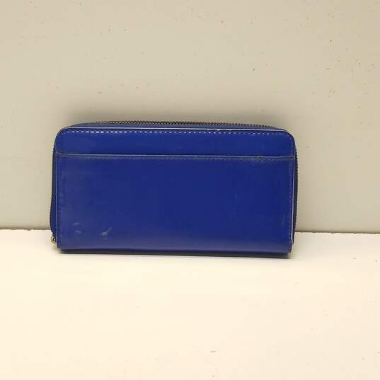 Kate Spade Cobalt Blue Patent Leather Zip Wallet image number 2