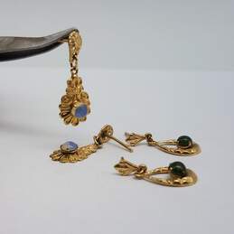 Beautiful Unique design 14k Gold Multi Gemstone Dangle Earring Bundle 2pcs 2.3g