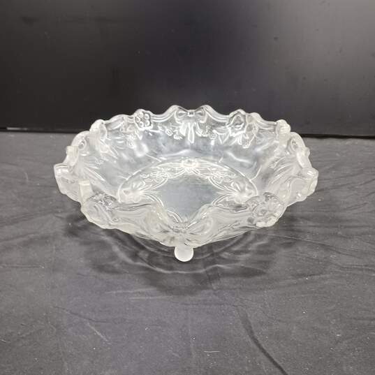Clear Glass Footed Embossed Christmas Design 13" x 10"x 3.5" Serving Dish image number 3