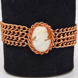 Amedeo Rose Goldtone Carved Shell Cameo Multi Chain Bracelet 36.9g