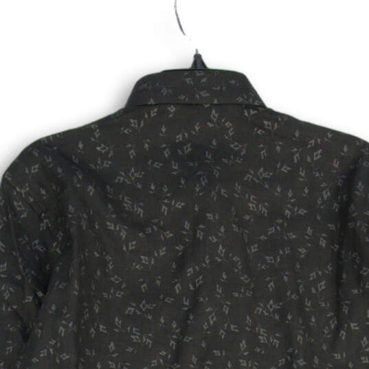 NWT Black Gray Printed Pointed Collar Long Sleeve Button-Up Shirt Size M/38 image number 4