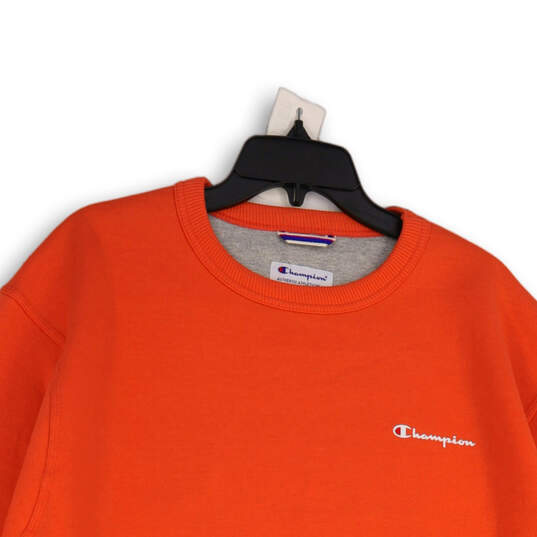 Mens Orange Crew Neck Long Sleeve Pullover Sweatshirt Size Large image number 4