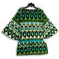 NWT Womens Green Black Aztec Boat Neck Bell Sleeve Mini Dress Size S image number 1