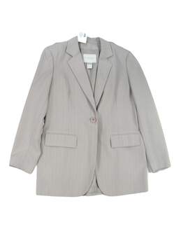 Vintage Womens Light Gray Pinstripe Long Sleeve 1 Button Blazer Size 8